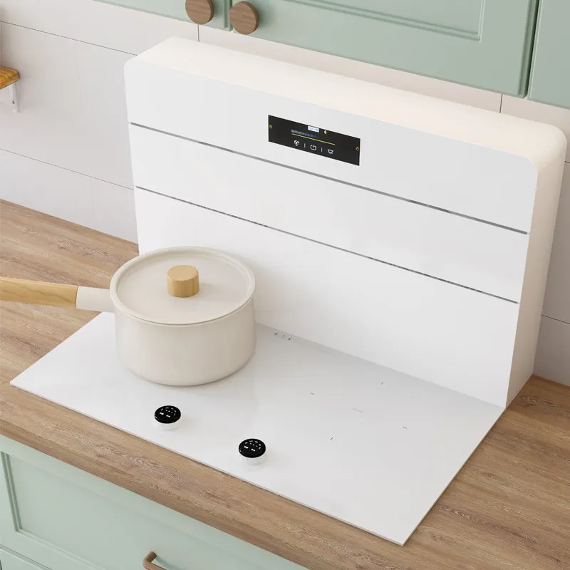 

Apartment white double induction cooker pure electric integrated stove bottom range hood