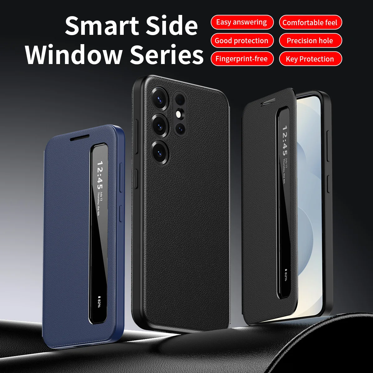 Smart Side Window Phone Full Protective Case for Samsung Galaxy S26 S25FE S25/Ultra S24 S23 S22/Plus PU Leather Flip Phone Cover