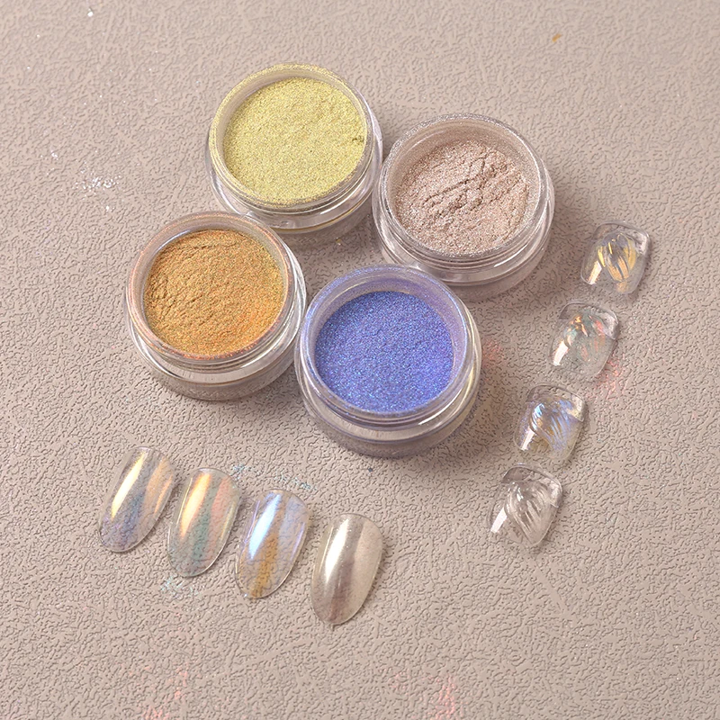 FSIXCL أورورا مسحوق تأثير الكروم لمسمار الفن المهنية مانيكير الأظافر الديكور الملونة الصباغ الغبار CB سلسلة 9 ألوان