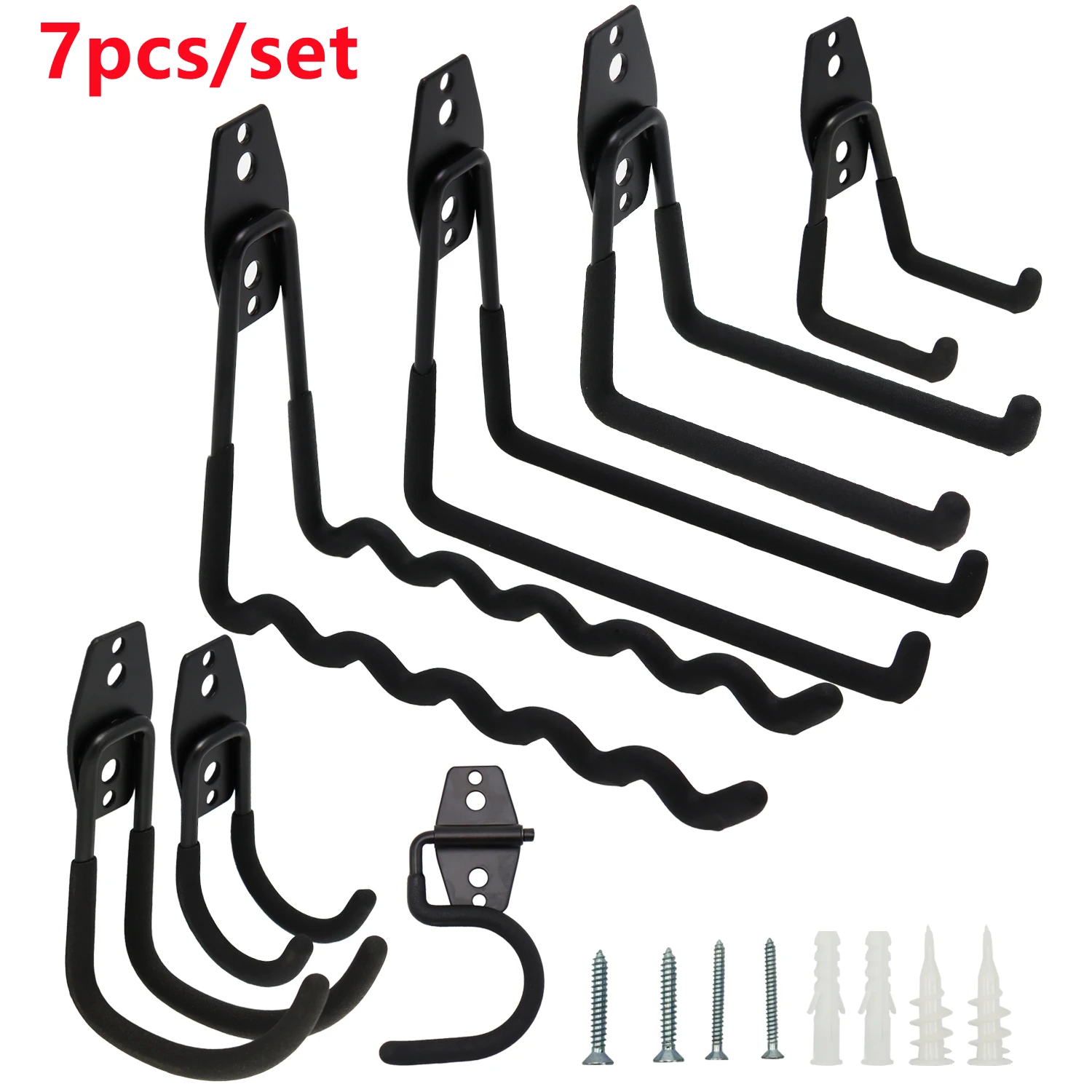 

7Pcs/Set Heavy Duty Metal Hook Strong Durable Garage Storage Hook Rack Wall Mount Bicycle Hanger Hooks Wall Mounted Ladders Tool