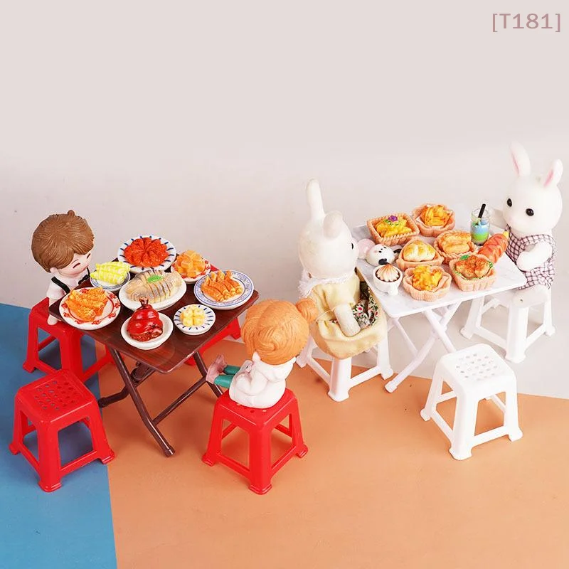 

Набор миниатюрной мебели для кукольного домика 1/12: стол и стулья, аксессуары для кукольного домика, игрушка для ролевых игр