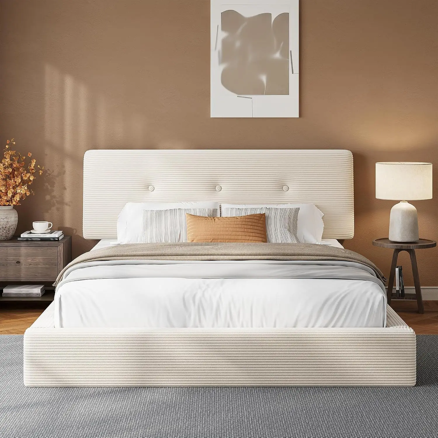 Queen Cloud Platform Bed Frame with Adjustable Headboard, Customized