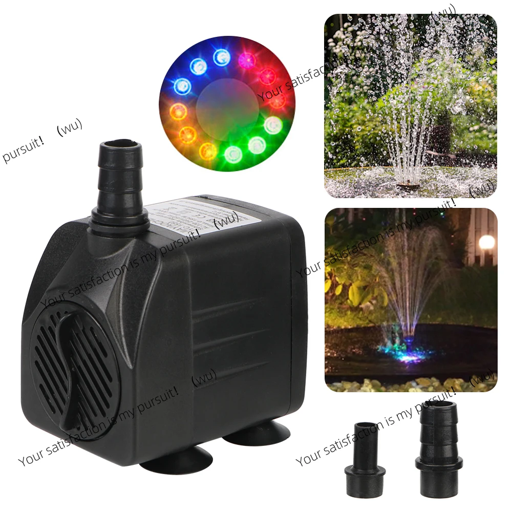 For Garden Aquarium Fish Tank Bird Bath Fountain  Pump with 12 LED Light Ultra-quiet  proof Submersible Fountain