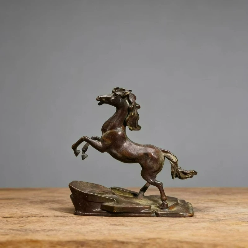 

Retro Brass Antique Zodiac Horse Office Living Room Shop Tea Pet Copper Sculpture Ornaments Desktop Decoration Crafts Gifts