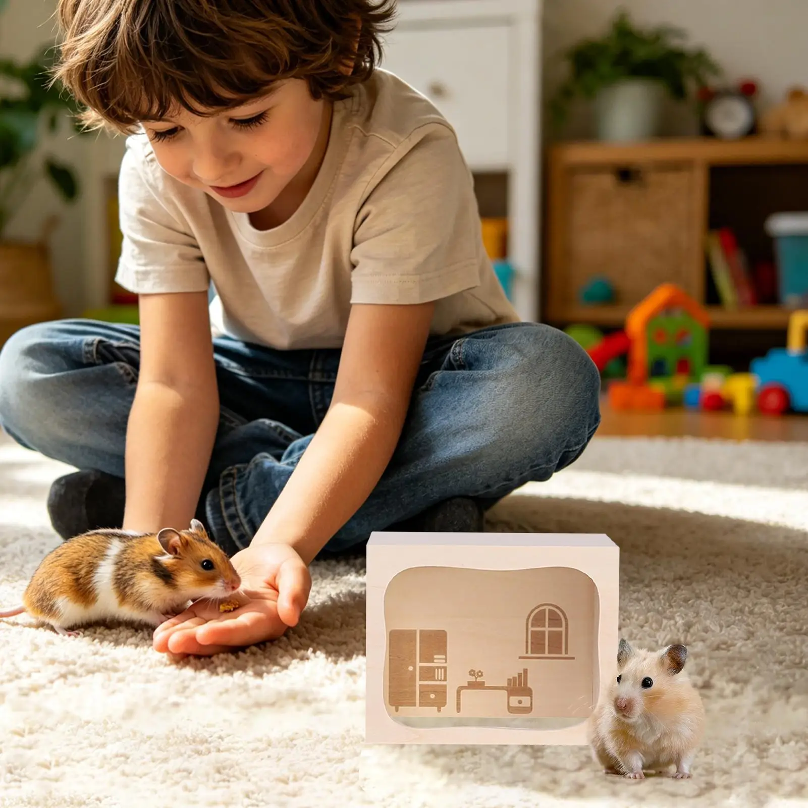 

Деревянная клетка для хомяков с открывающейся верхней частью, игрушки для мышей, домик для хомяков для лазания, игр и исследований, для кроликов и шиншилл