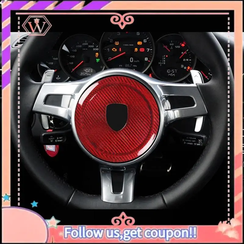 

Durable Real Carbon Fiber Steering Wheel Rings Logo Trim Cover Stickers For Porsche 911 Panamera Cayenne Boxster 2008-2016 Parts