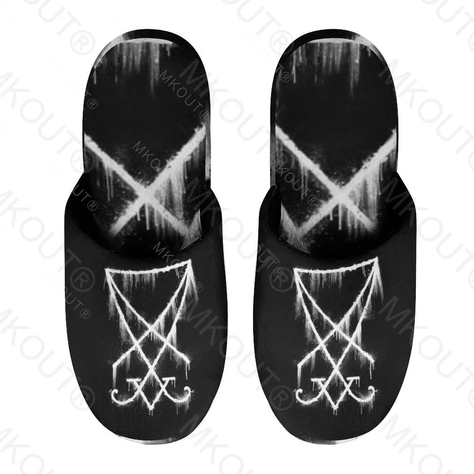 Sigil of Lucifer (9) Warm Cotton Slippers For  Men Women Thick Soft Soled Non-Slip Fluffy Shoes  Indoor House Slippers Sole