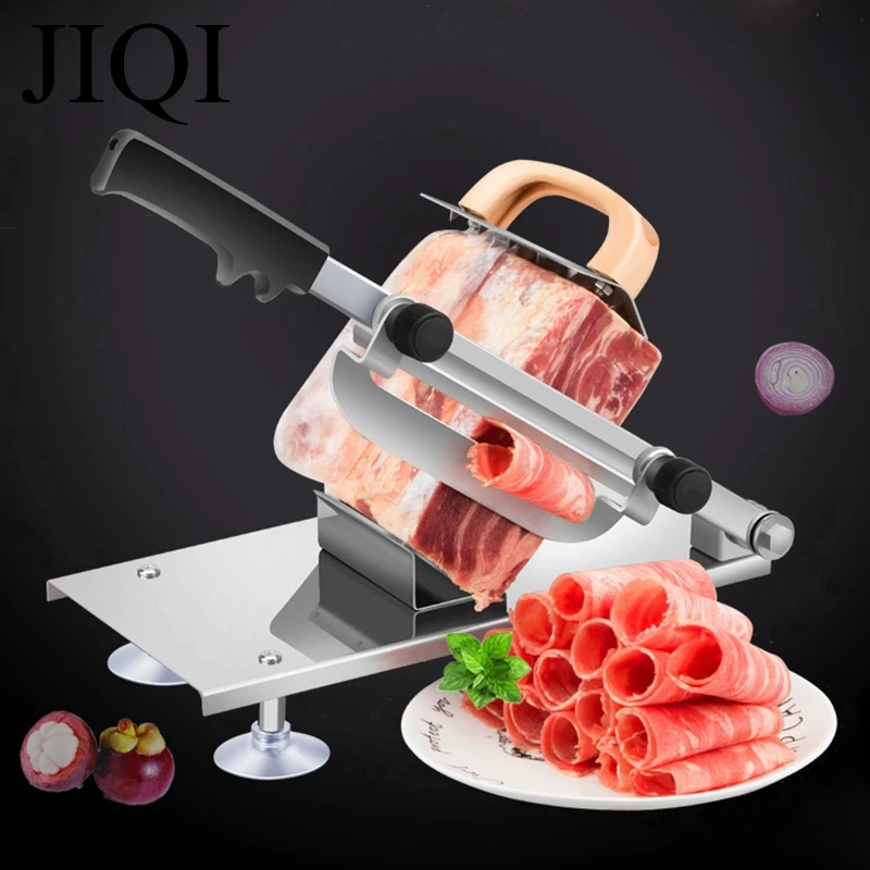 JIQI-Machine à trancher la viande en alliage et acier inoxydable, ménage manuel, épaisseur réglable, viande et légumes sl479