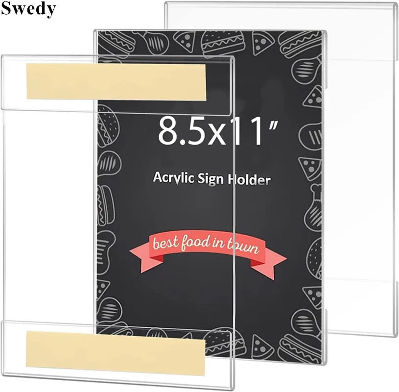 5 Pieces A4 Wall Mount Adhesive Acrylic Sign Holder Menu Paper Ad Frame 8.5