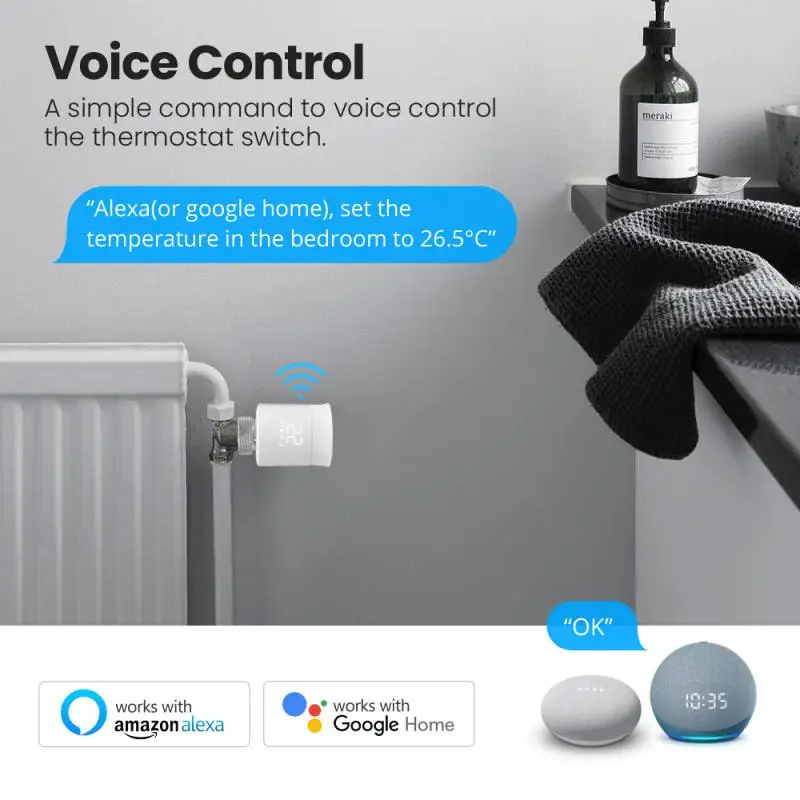 Válvula de calefacción inteligente Tuya Zigbee para el hogar, con aplicación controlada por voz y interruptor de Control de temperatura de bajo consumo, calefacción inteligente Va