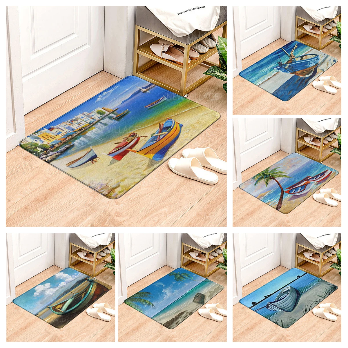 House entrance carpet Home doormat Animal oil painting style Room Foot mat bathroom non-slip mat Kitchen water absorption mat