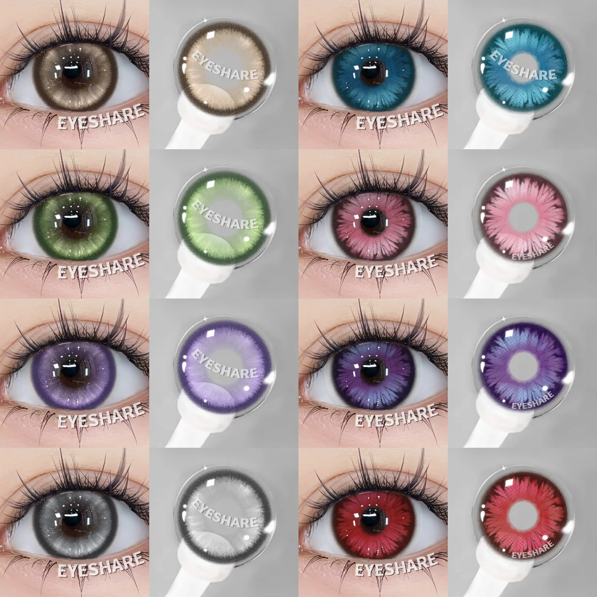 EYESHARE 1 Paar farbige Cosplay-Kontaktlinsen für Augen, rosa Farbkontakte, violette Linsen, rosa weiche Linsen, Schönheits-Make-up, jährlich