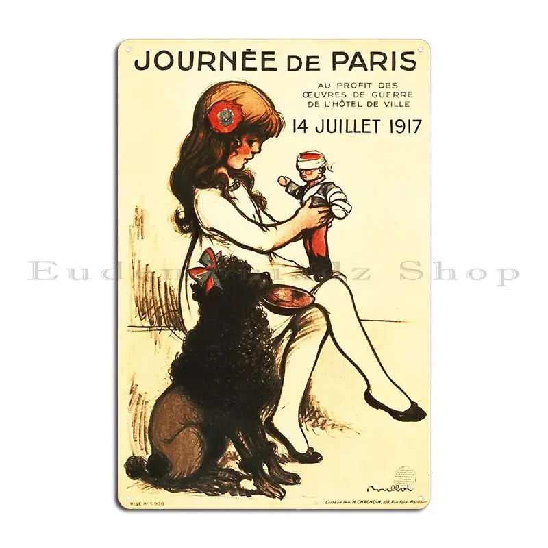 Journee De Paris 14th July 1917 Vintage French War Propaganda Metal Plaque Poster Print Living Room Create Party Tin Sign Poster