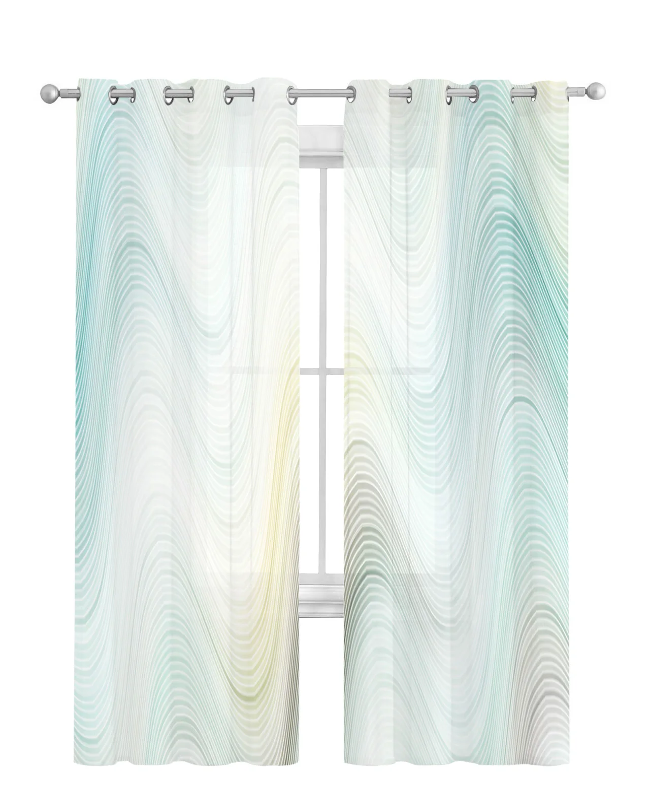 Gradient Blue White Curtain Tulle Curtains For Living Room Kitchen Window Treatments Voile Curtains