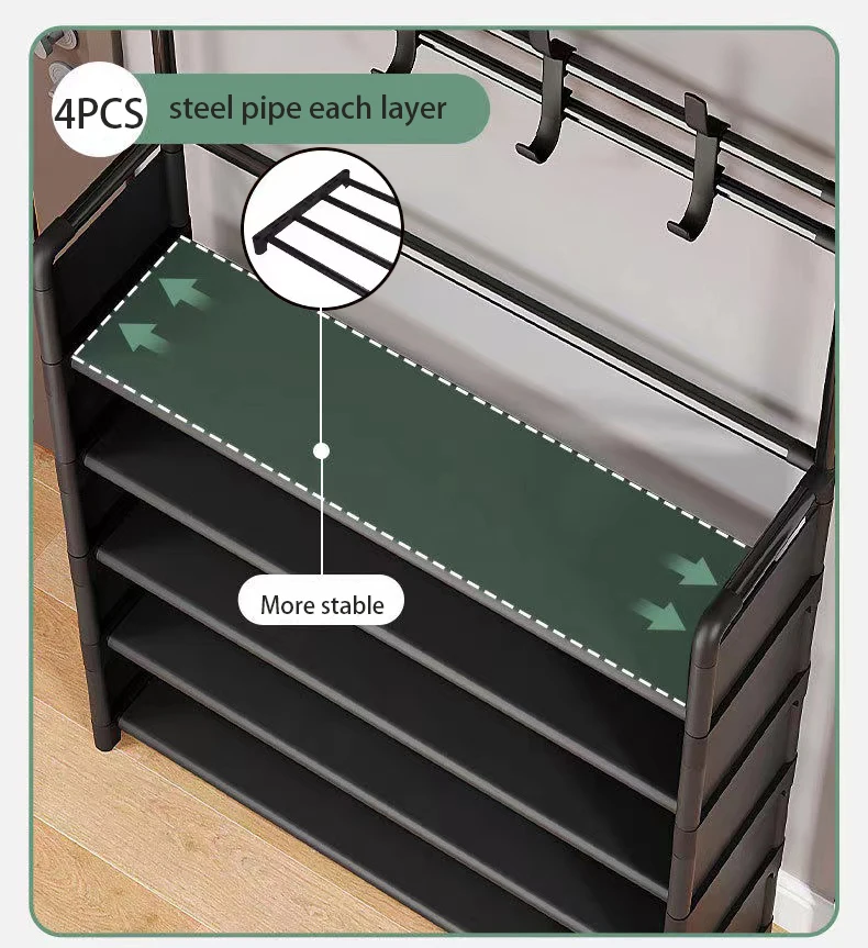 Integrated Shoe Rack for Coat Hat Hanger,Bedroom  Shoe Cabinet, Bag Storage