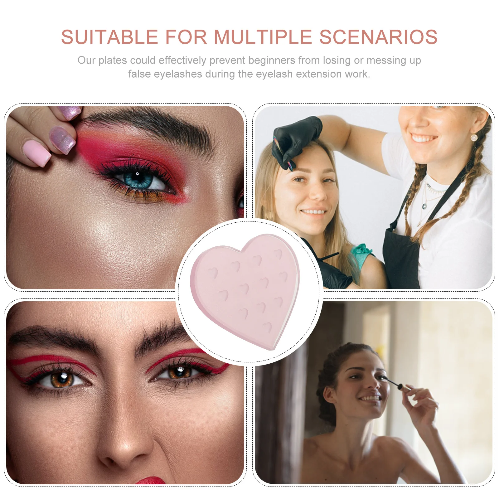 ที่วางขนตาปลอมแบบแก้ว รูปหัวใจ แผ่นต่อขนตาปลอม ป้องกันรอยขีดข่วน น้ำหนักเบา จัดเก็บง่าย