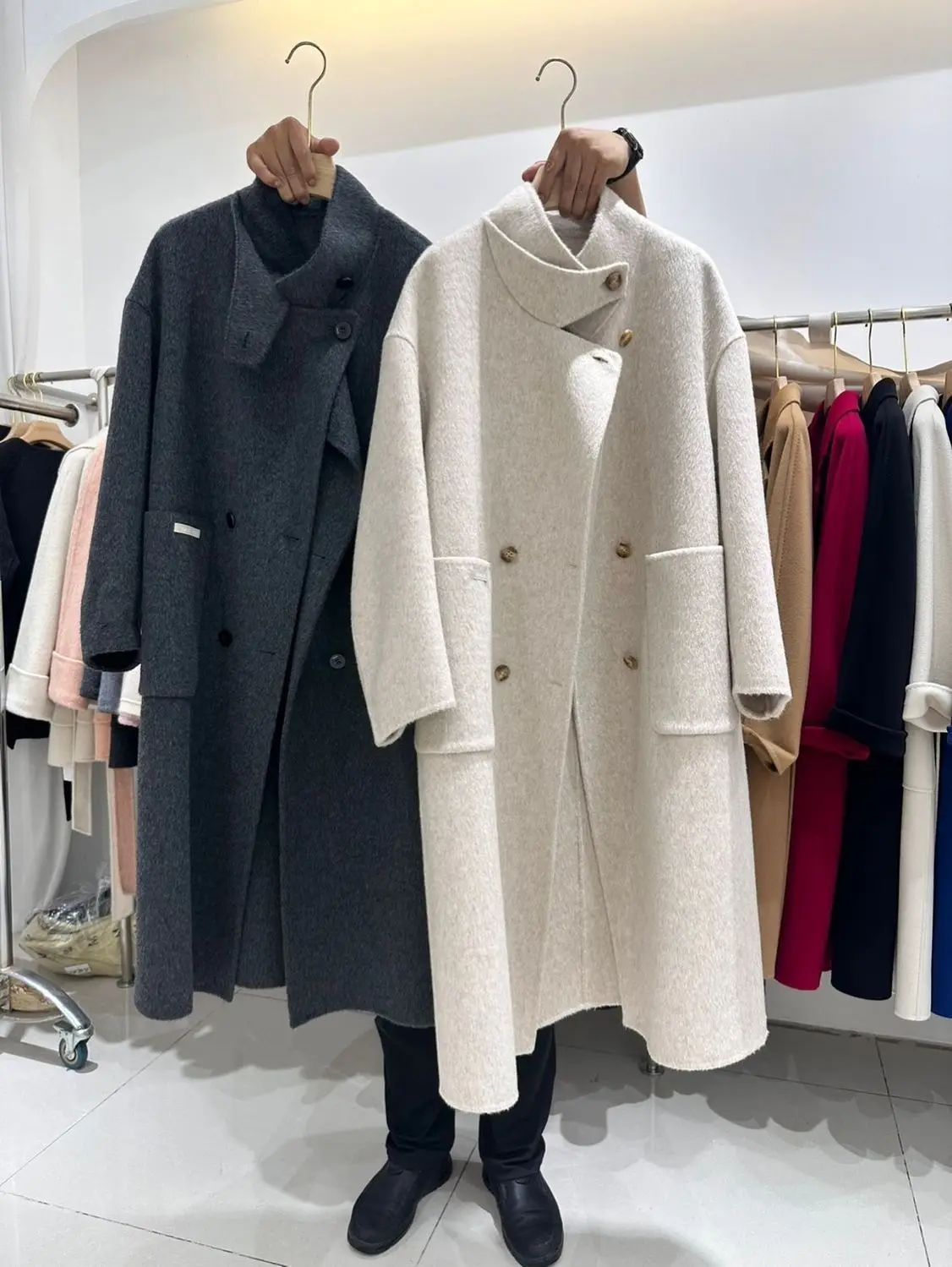 2026 Autumn and Winter New Women's Woolen Coat Loose Windproof Stand Up Collar Imitation Woolen Coat