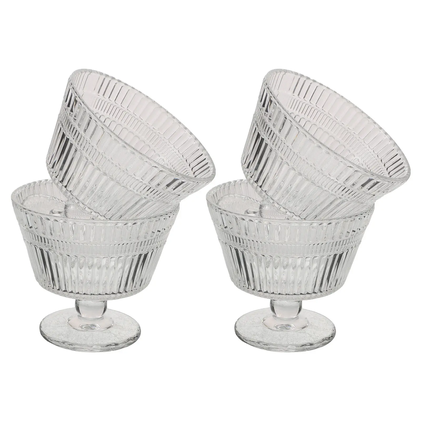 

4Pcs Glass Dessert Bowls 9Oz Footed Clear Ice Cream Cups for Sundae Fruit Pudding Trifle Serving Elegant Temperature Resistant