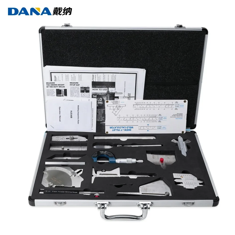 DANA W13A Weld inspection ruler Weld tool kits undercut ruler detection mirror Vernier weld gauge micrometer caliper fillergauge