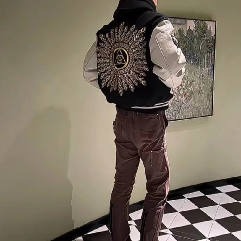 

Spring Autumn Sun Eye Embroidery Baseball Jaet Street Sle American Trendy Vibe ex Versatile High Street Baseball Coat