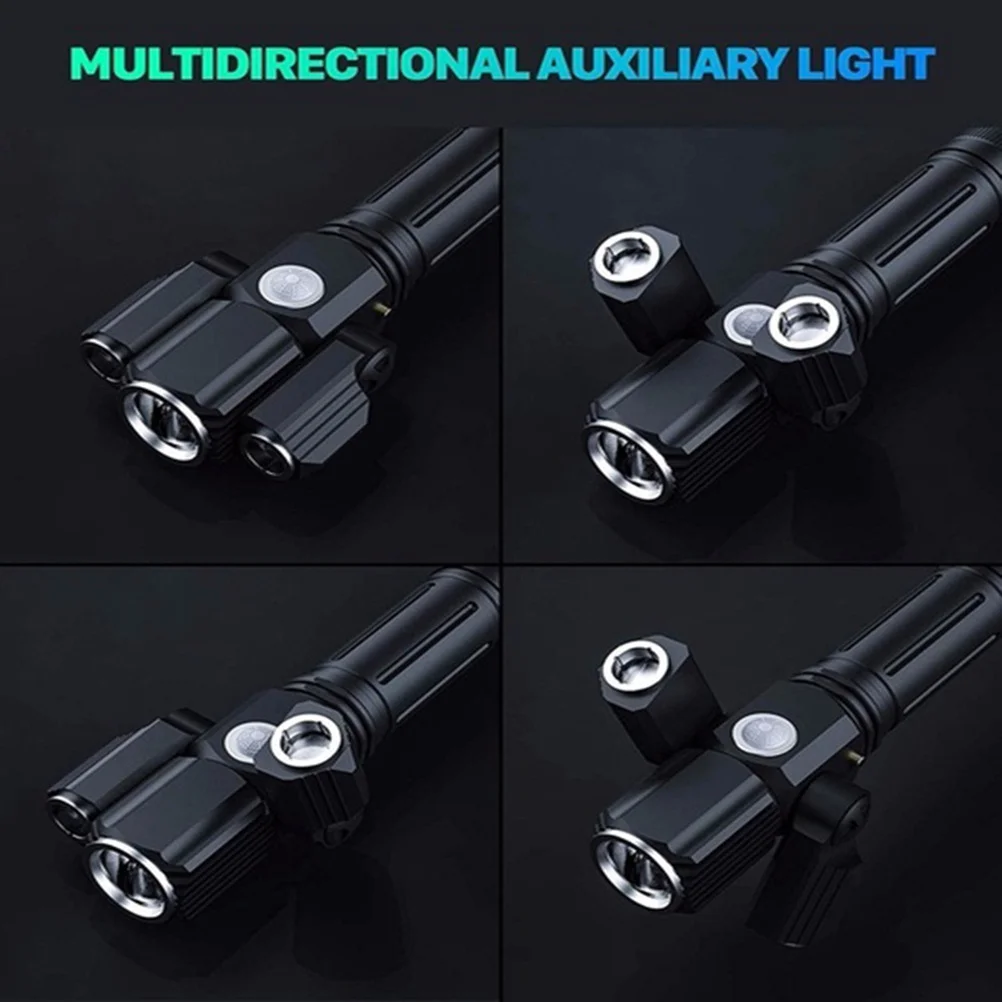 

Led Flashlight Waterproof Aircraft Shape Front Light 3 Lamp Heads Usb Rechargeable 6 Modes Intelligent Brake Sensing For