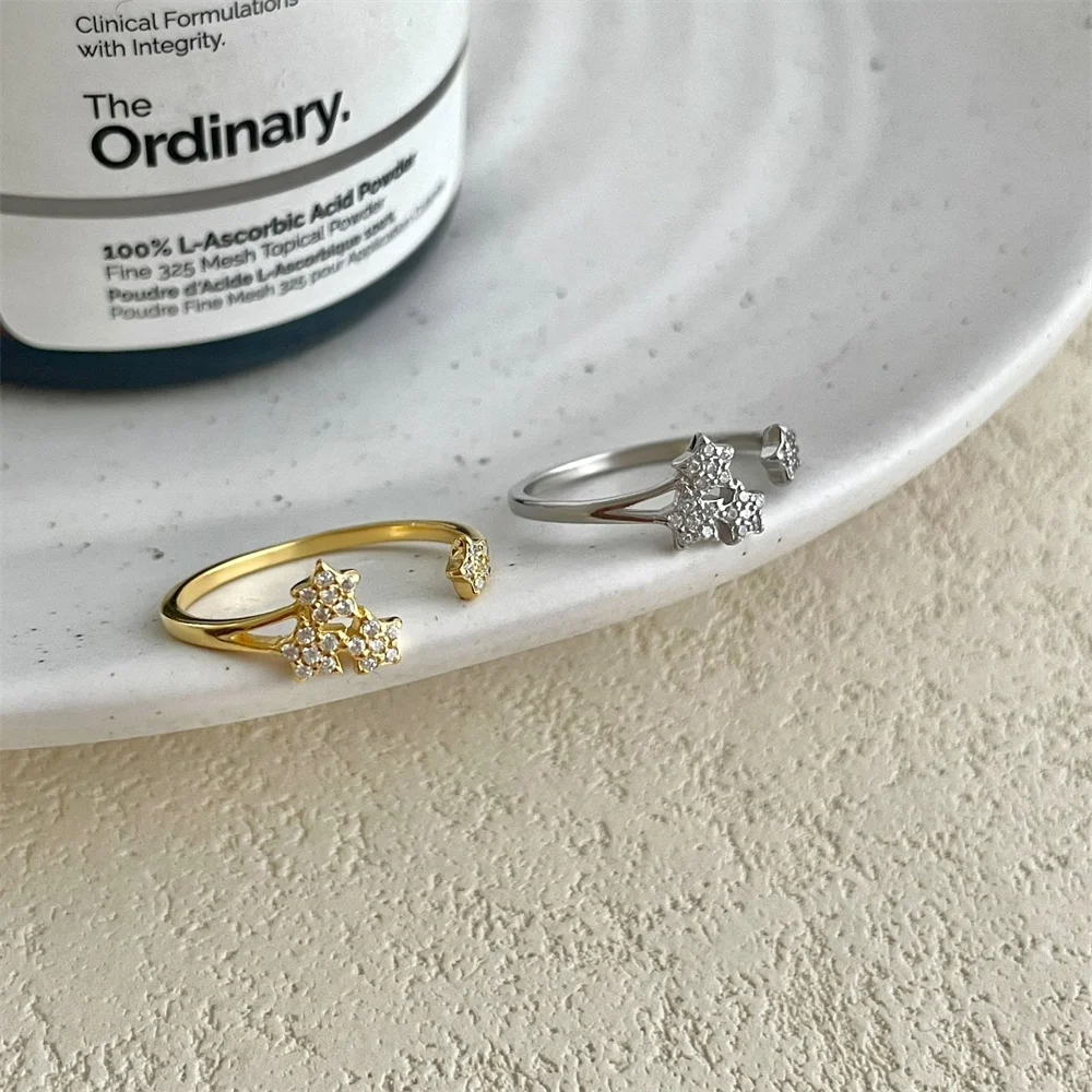 

2. S925 Sterling Silver 18K Gold-plated Star Meteor Ring Japanese-Korean INS Trendy Full Diamond Open Versatile Jewelry
