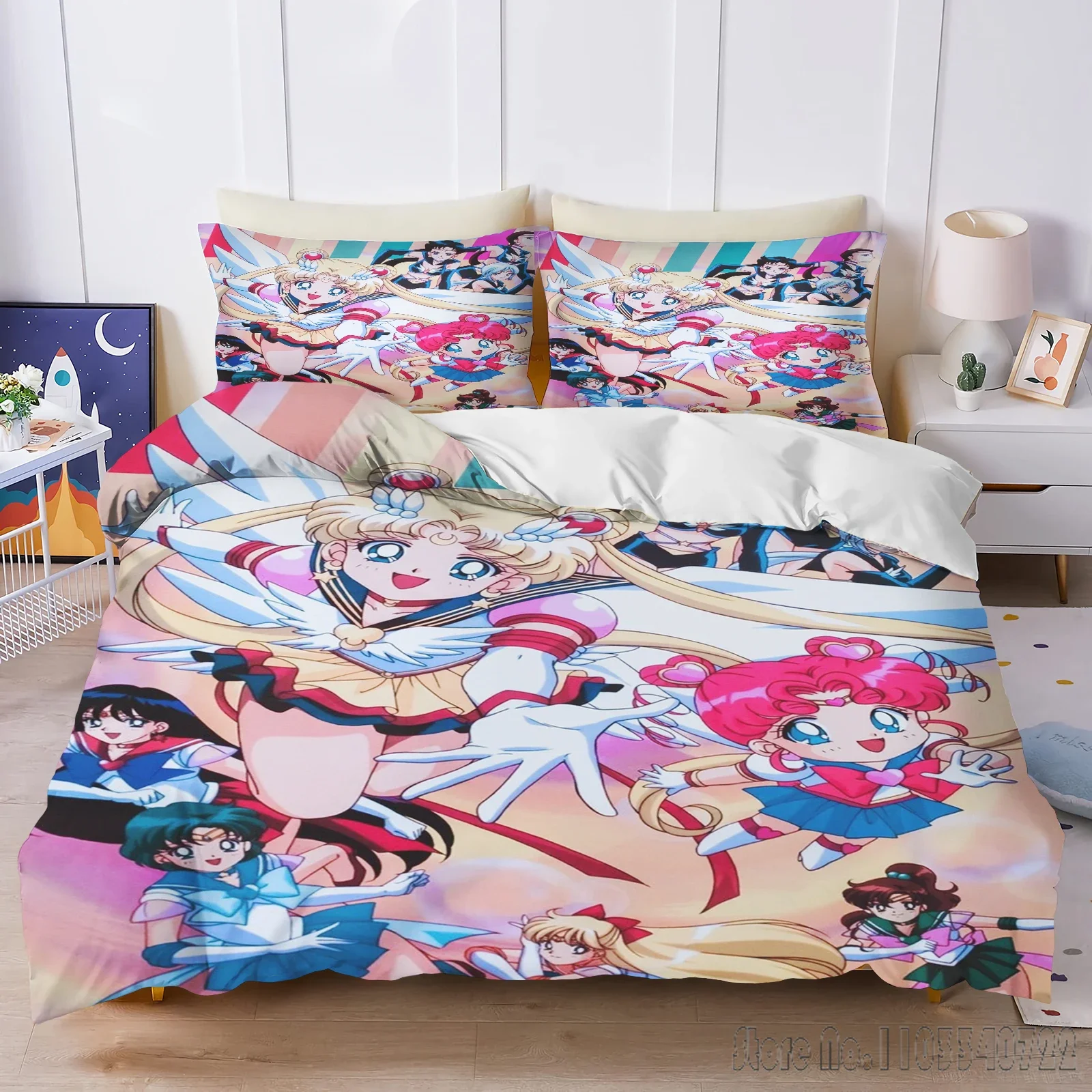 Sailor Moon Anime Home Love Child Duvet Cover Set HD Comforter Cover Bedclothes for Kids Bedding Sets Bedroom Decor