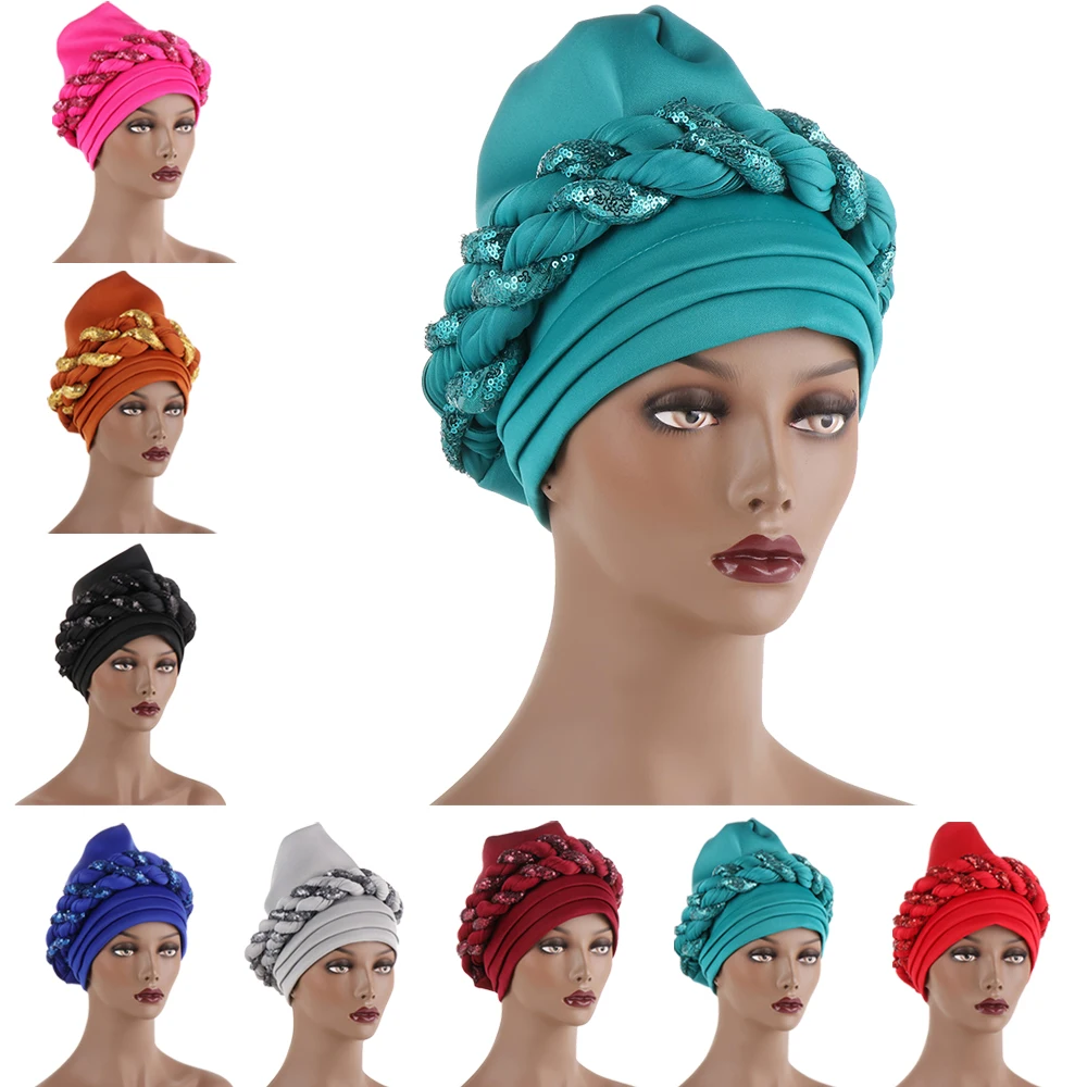 

African Headtie Latest Aso Oke Auto Gele Headtie Already African Cap Nigerian Wedding Gele Women Braid Turbans Ladies Head Wraps