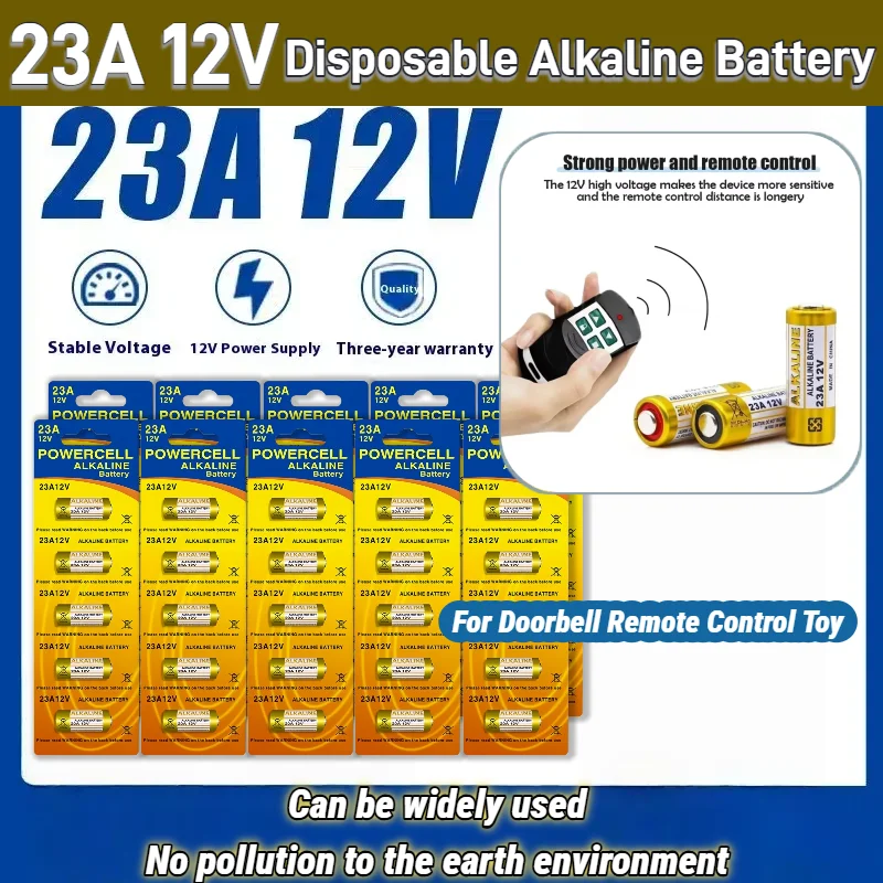 

New 12V A23 23A Alkaline Battery 2-Pack for Doorbell Remote Control Electric Toys MN21 LRV08 A23S E23A EL12 Long-Lasting Power