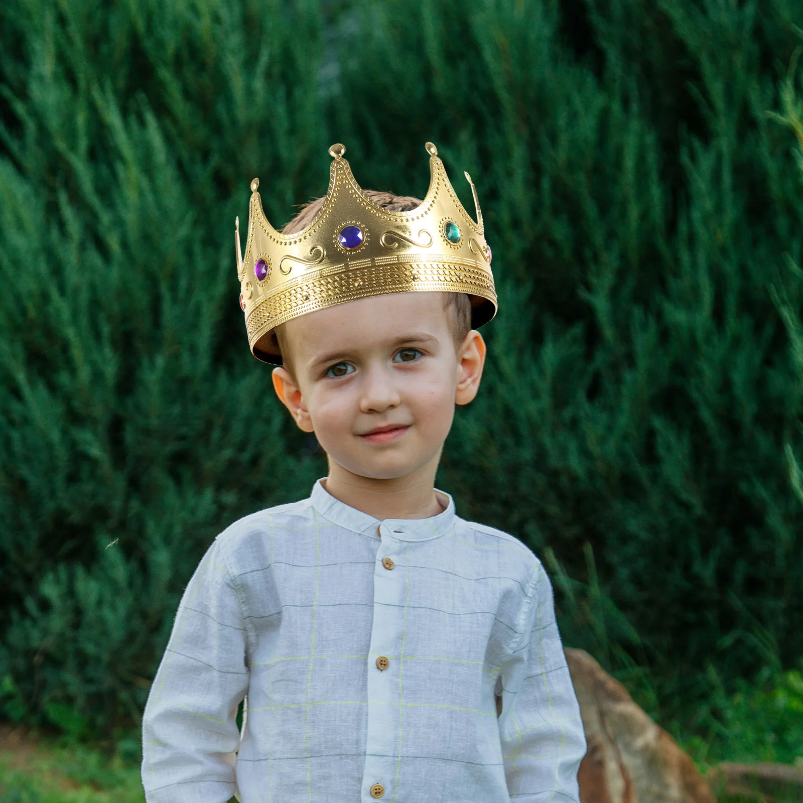 

King Grand Crown Kids Plastic Lightweight Sponge Strap Photo Prop Cosplay Costume Party Royal Boys Hat Festival Accessories