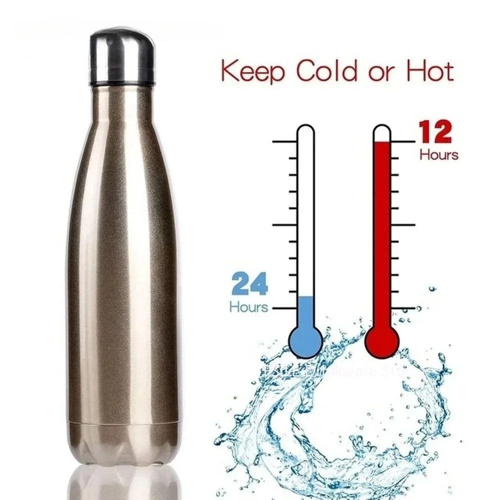 350/500/750/1000ml Bottiglia d\'acqua creativa a doppia parete senza BPA Acciaio inossidabile 304 Birra Tè Caffè Thermos sottovuoto sportivo portatile