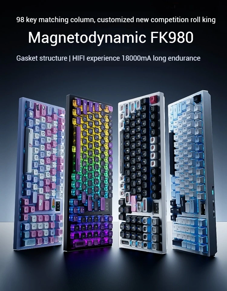 Zidli Magnetic Power Fk980 99 Key Abs Wireless Bluetooth The Tri-Mode Rgb Hot Plug E-Sports Game Customized Mechanical  Keyboard