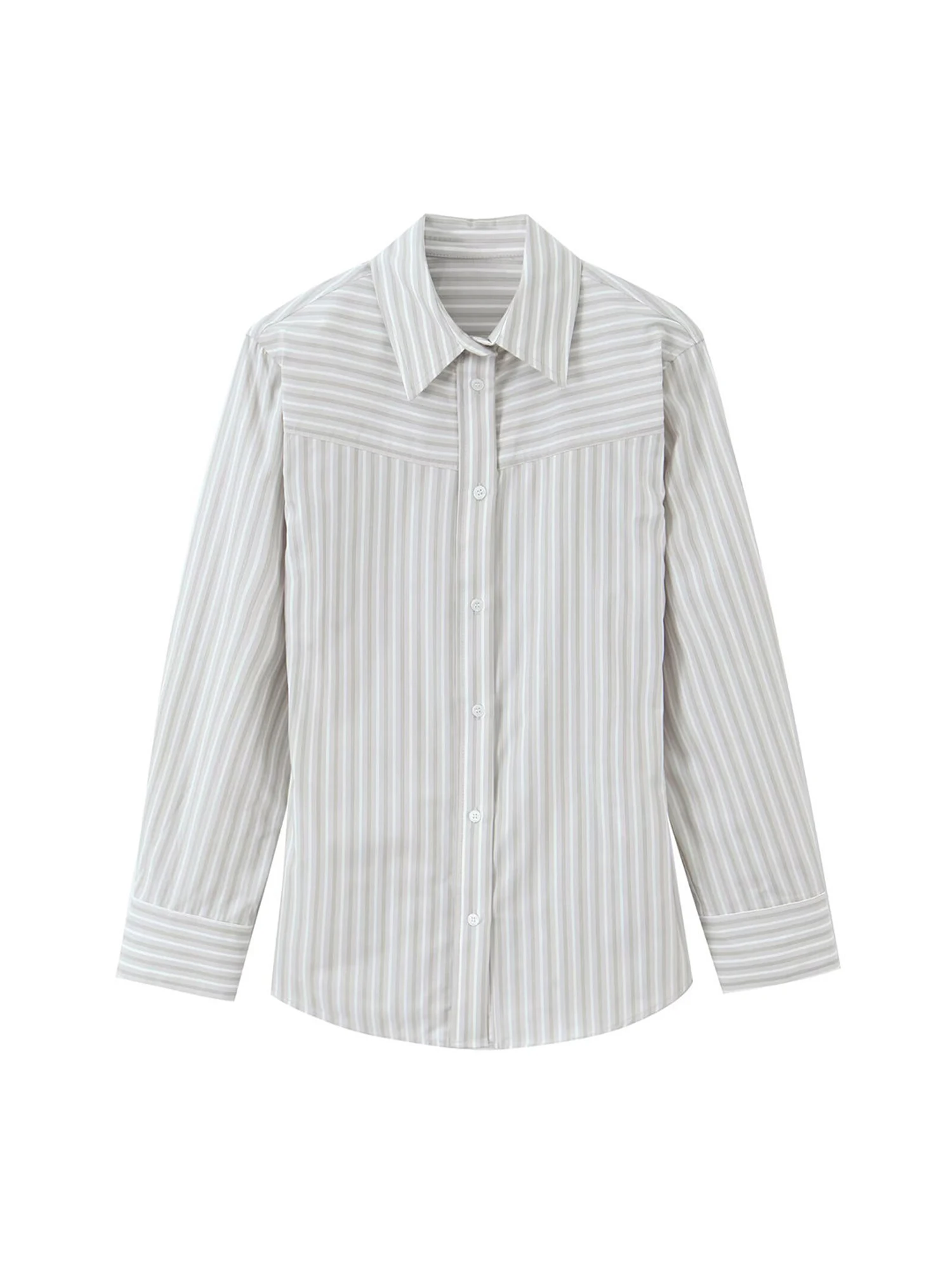 

Женские серые полосатые рубашки-блузки в стиле Y2K, винтажные, элегантные, с длинным рукавом, с воротником-поло, для женщин, модная одежда, весна 2026