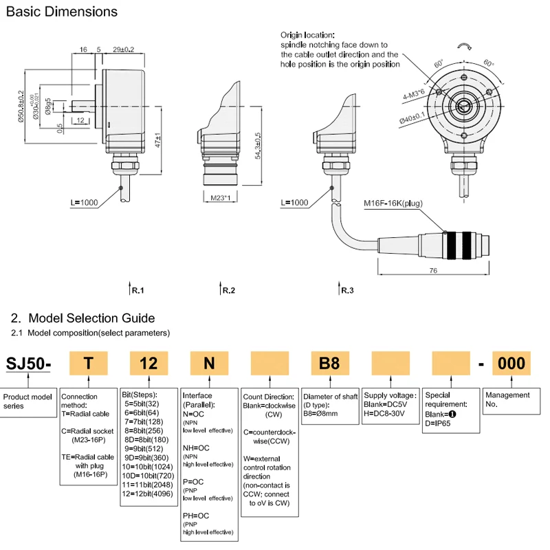 GOOD SJ50 Single-turn Absolute Rotary Encoder Parallel Output PNP NPN CW CCW Absolute Rotary Encoder