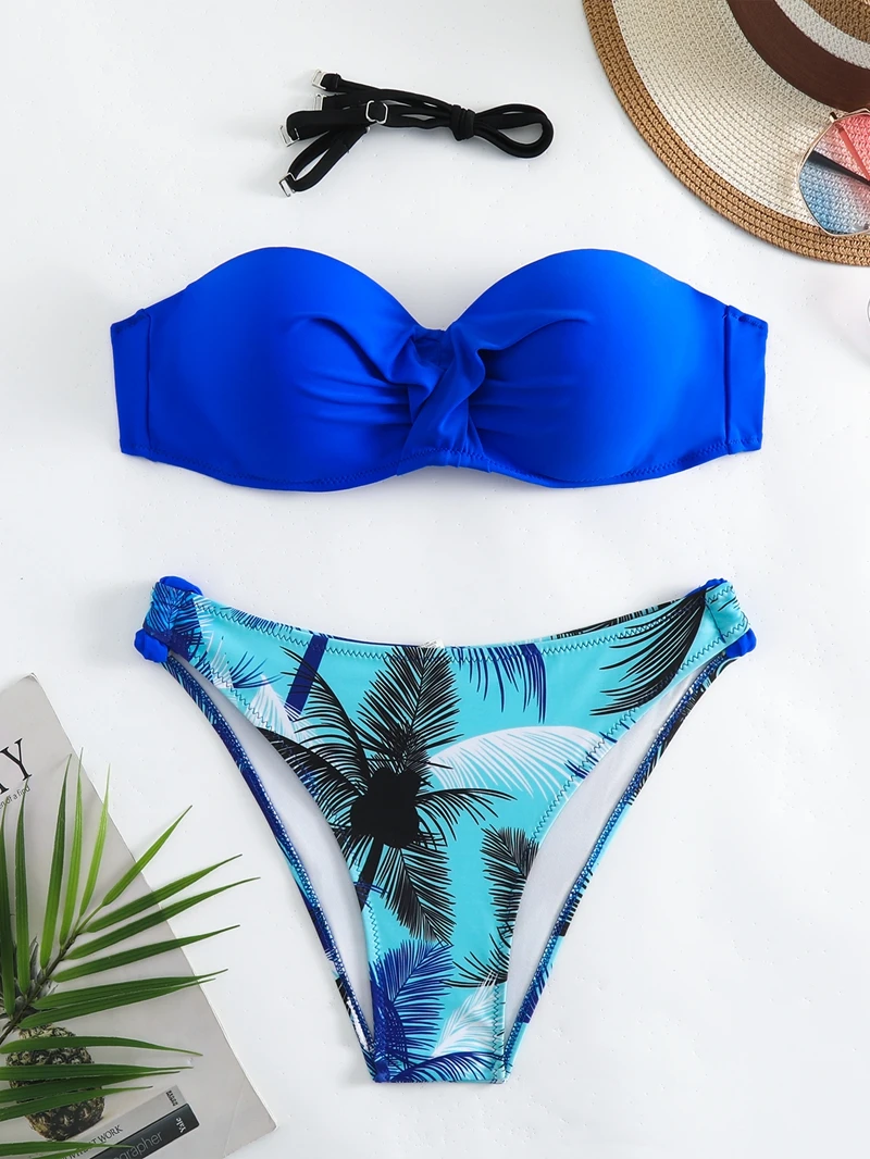 Conjunto de Bikinis con realce para mujer, traje de baño femenino, ropa de playa, traje de baño Sexy con parte inferior de cintura baja, 2024