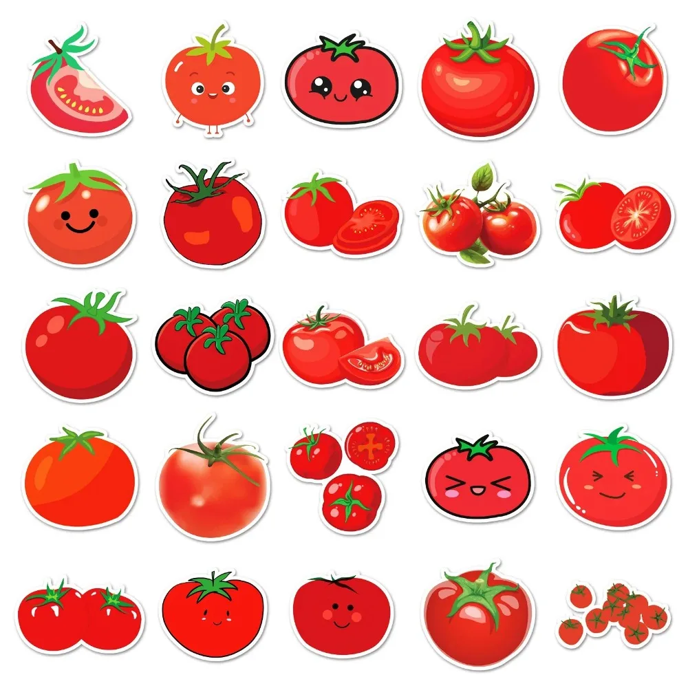 50PCS New Tomato Sticker Plant Cartoon Stationery Flat Luggage Bottle Guitar Computer Helmet Clip Wall Sticker Decoration