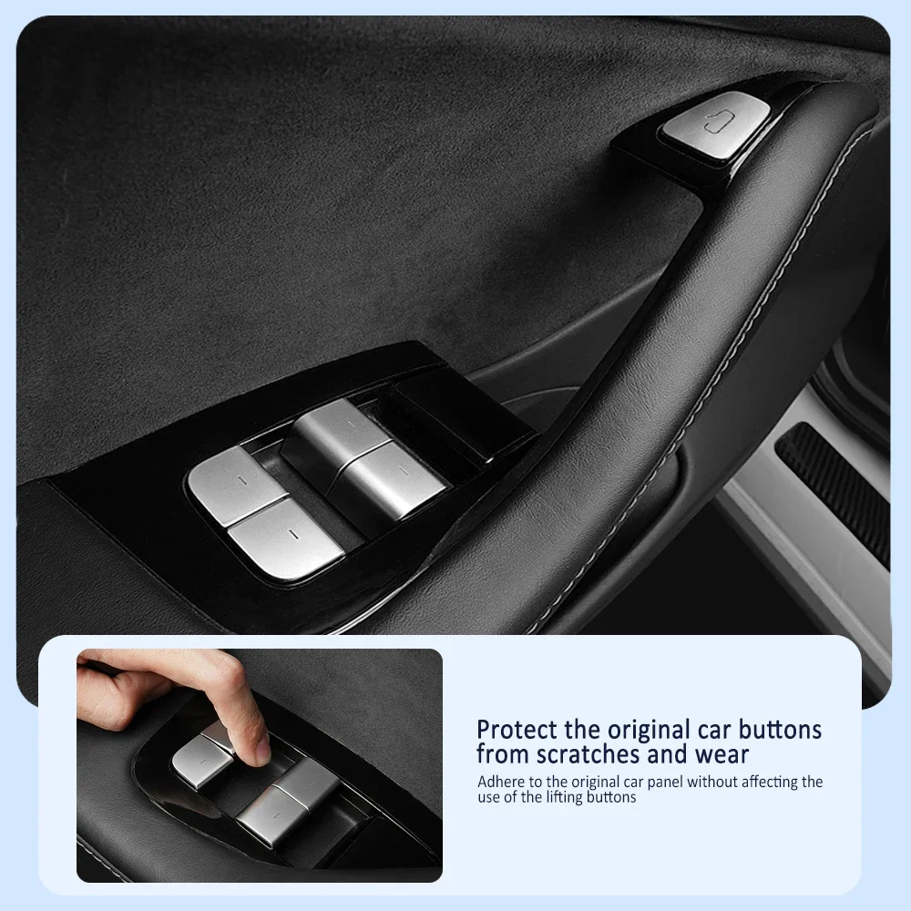 ل تسلا نموذج 3 2017-2023 نموذج Y 2021-2024 نافذة رفع زر ABS قفل الباب التبديل غطاء الكسوة التصحيح اكسسوارات السيارات الداخلية