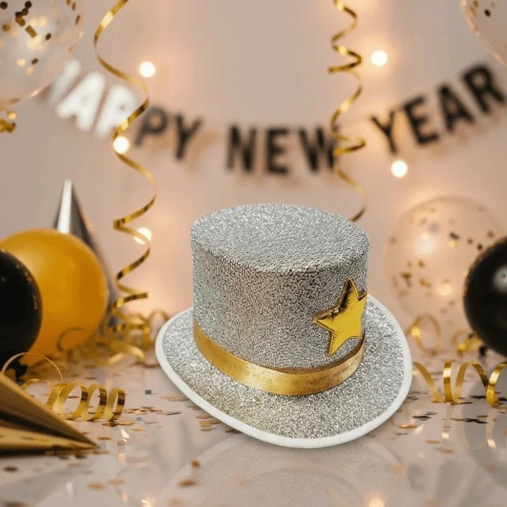 

Elegant Wide Brim Shiny Jazz Hat Felt Woolen Festival Party Cap Fashion Lightweight Suit Top Hat New Year