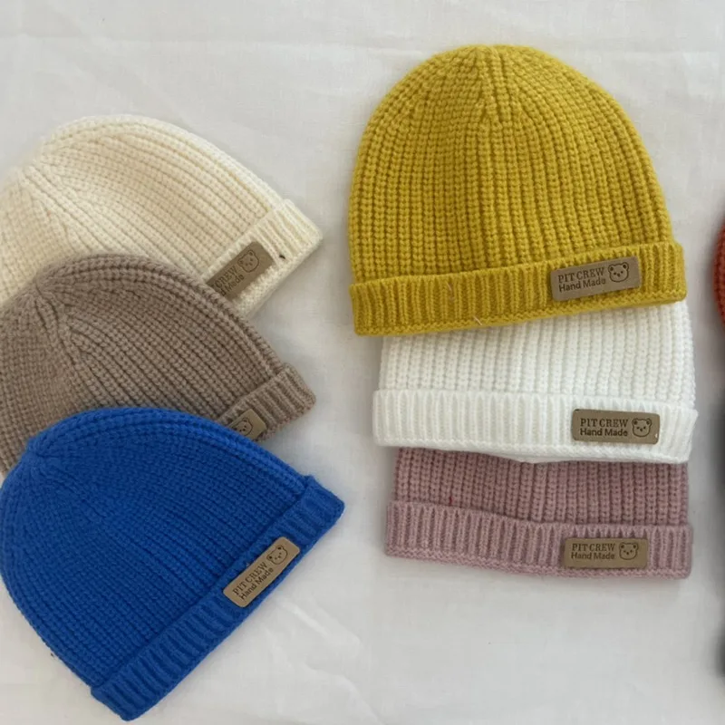 

Baby Knitted Hat Autumn And Winter Children's Beanie Cap Toddler Boy Girl Solid Color Soft Warm Bonnet Infant Kids Casual Hat