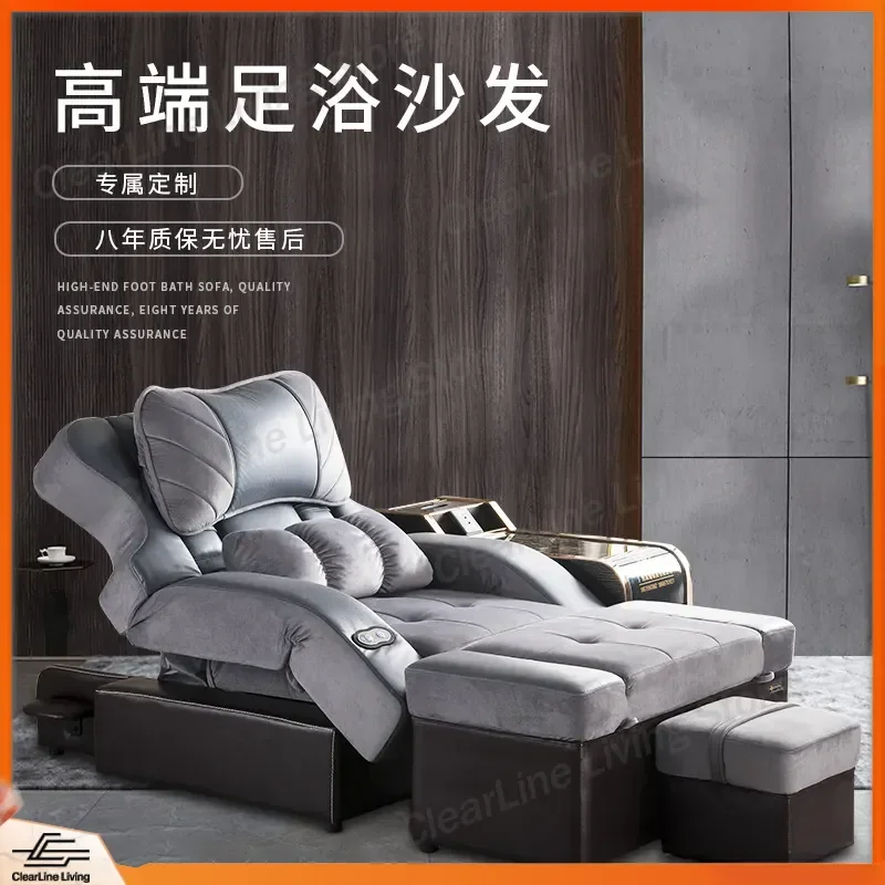 Foot Massage Sofa Recliner with Double Brocade Design Integrated Ear Rest and Full Body Massage Bed for Home Use