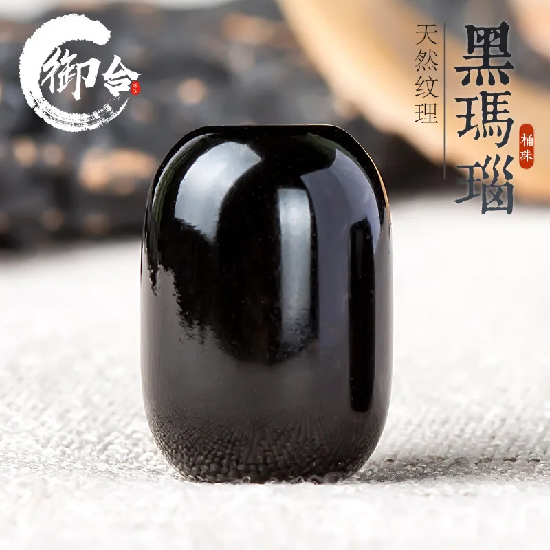 Натуральные-бусины-из-черного-агата-бусины-в-форме-бочонка-бусины-в-талии-крышка-для-горшка-ручка-рудрикша-четки-женский-браслет-браслет-«сделай-сам»