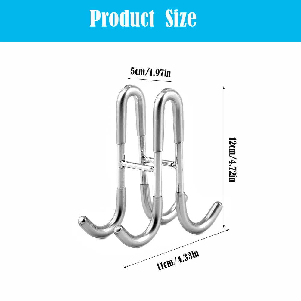 Over Shower Glass Door Hook, Stainless Steel Shower Door Hooks, Bathroom Frameless Drilling-Free Hanger, Double Side Towel Hooks