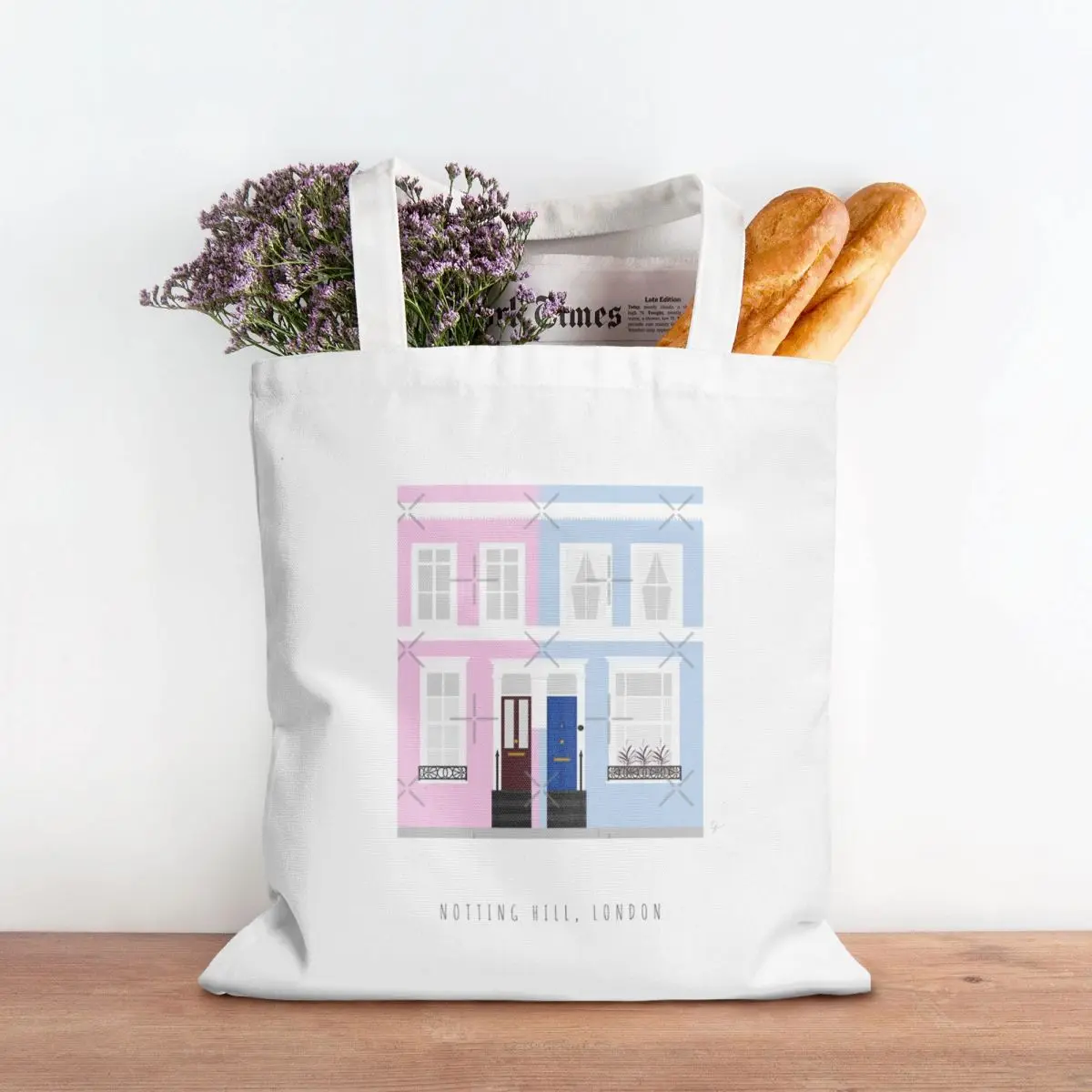 Colorful Houses In Notting Hill London England Portable Shopping Bags Lunch Bags Gifts For Women