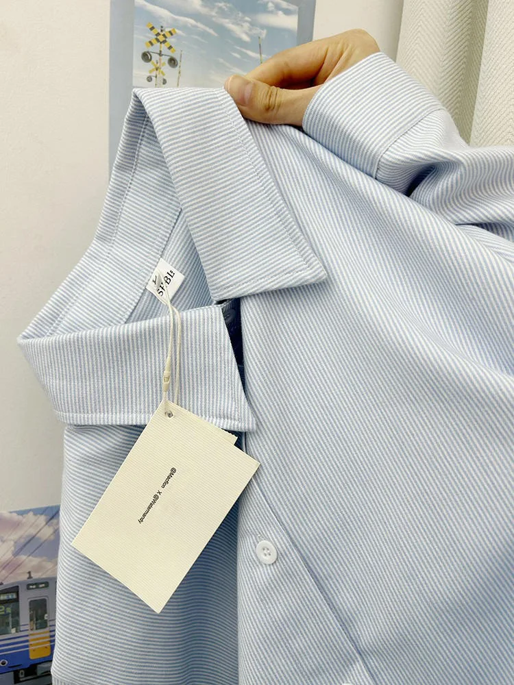 

Женские длинные свеки в синюю полоску, весна-осень, новый дизайн, корейский Sle, художественный Fren Faion, свободный крой для поездок на работу irt