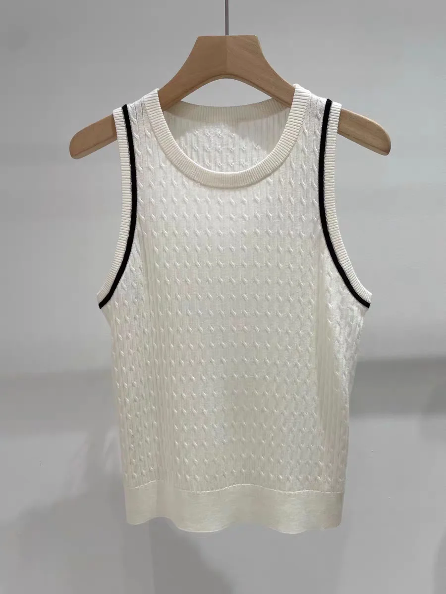 

Women Knitted Vest Contrast Color Sleeveless O-Neck Casual Sweater