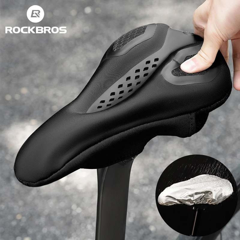 

ROCKBROS Bike Saddle Cover Bike Thickened Silicone Seat Cover Non-slip Breathable MTB Road Bicycle Seat Cushion With Rain Cover