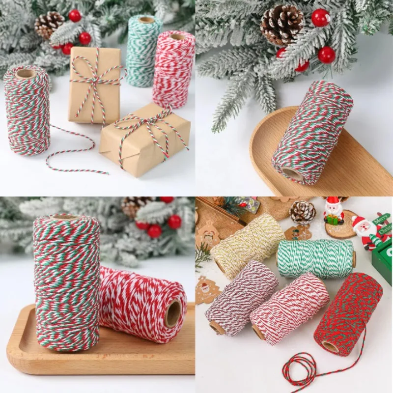 

Christmas Cotton Cords Rop Twines Merry Christmas Decor for Home Macrame Cord String Textile Gift Wrappin Christmas Decoration