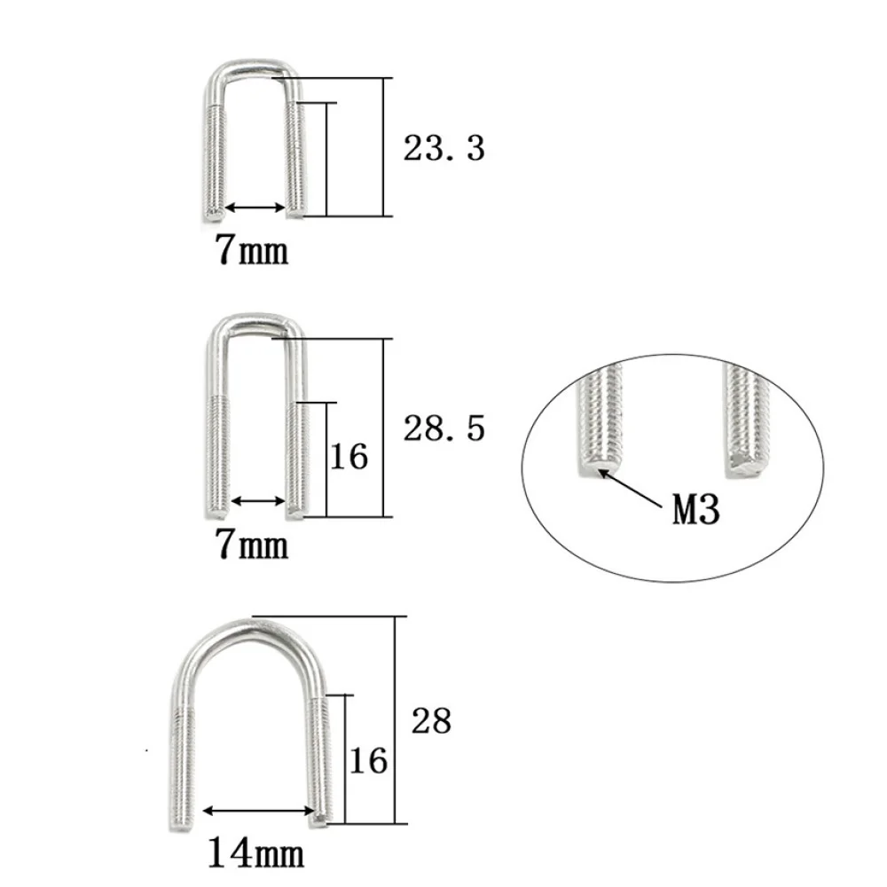 For 1/14 Tractor Heavy Trailer U-Screw M3 Bolt Simulation Spring Steel Plate Screw Stainless Steel M3 Screw Set Accessories