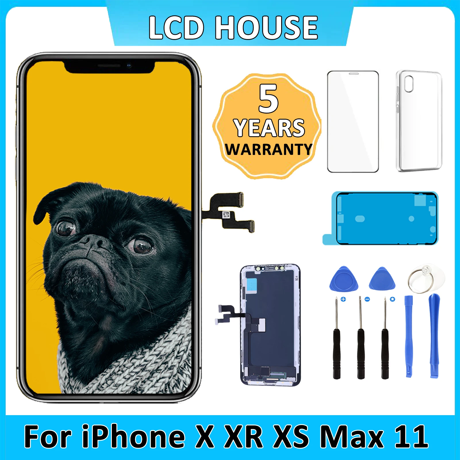 Display For iPhone X XR XS Max 11 12 Pro Mini LCD Screen Assembly Replacement Kit 3D Touch Digitizer INCELL True Tone with Tools