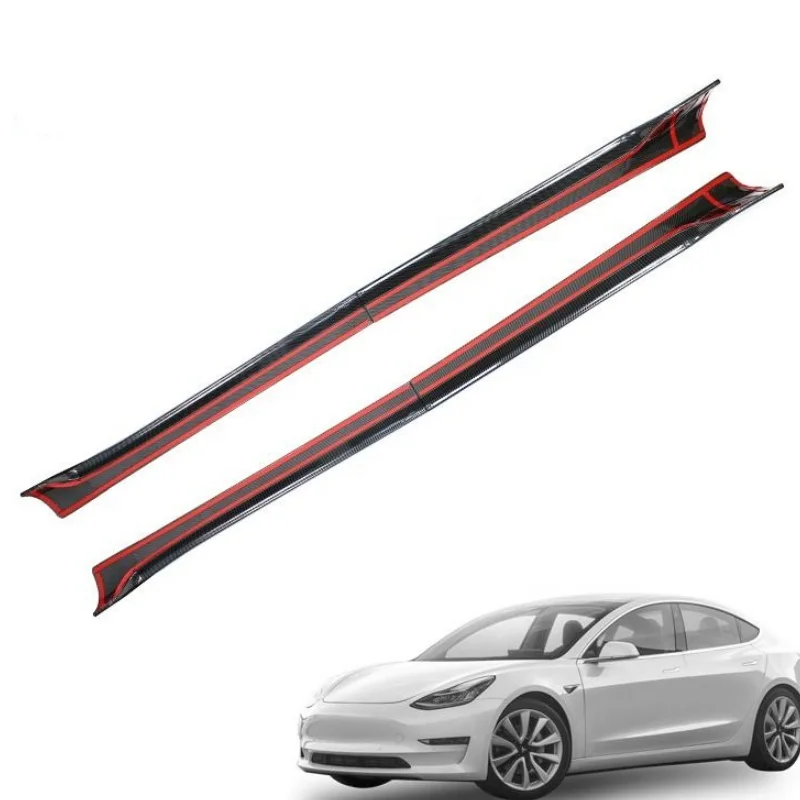 Window Curtain Cover Car Body Spoiler , Auto Accessories Carbon Fiber Car Side Skirt for Tesla Model 3